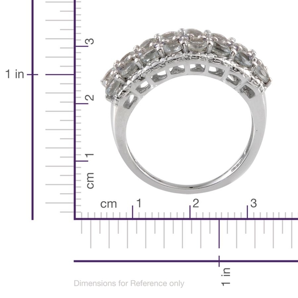 Espirito Santo Aquamarine (Rnd), Tanzanite Ring in Platinum Overlay Sterling Silver 1.850 Ct.
