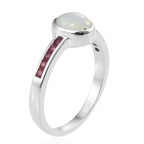 Ethiopian Welo Opal (Ovl), African Ruby Ring in Sterling Silver 1.250 Ct.