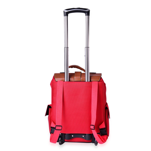Deluxe Wheeled Red Backpack Cabin Size Luggage (Size 50x36x19 Cm)