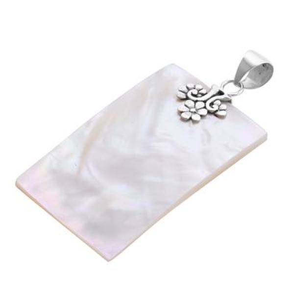 Royal Bali Collection - Mother of Pearl Rectangle Pendant in Sterling Silver