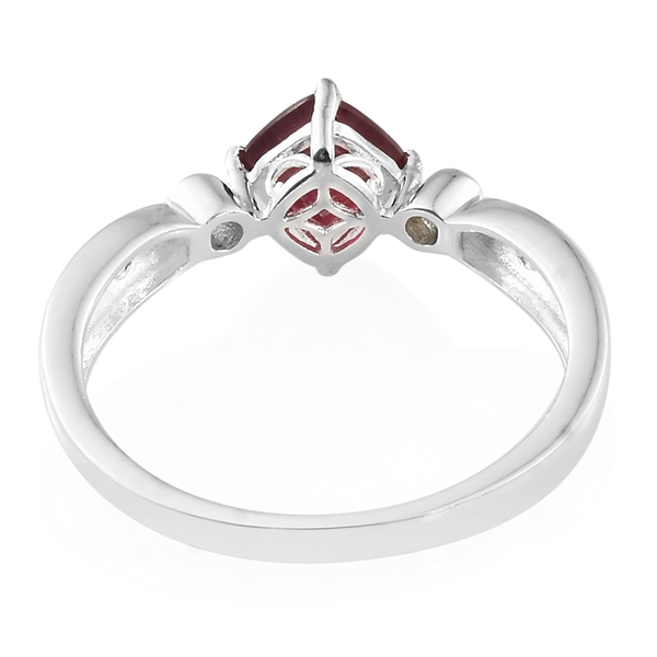 African Ruby (Cush 1.35 Ct), Natural Cambodian Zircon Ring in Sterling Silver 1.500 Ct.
