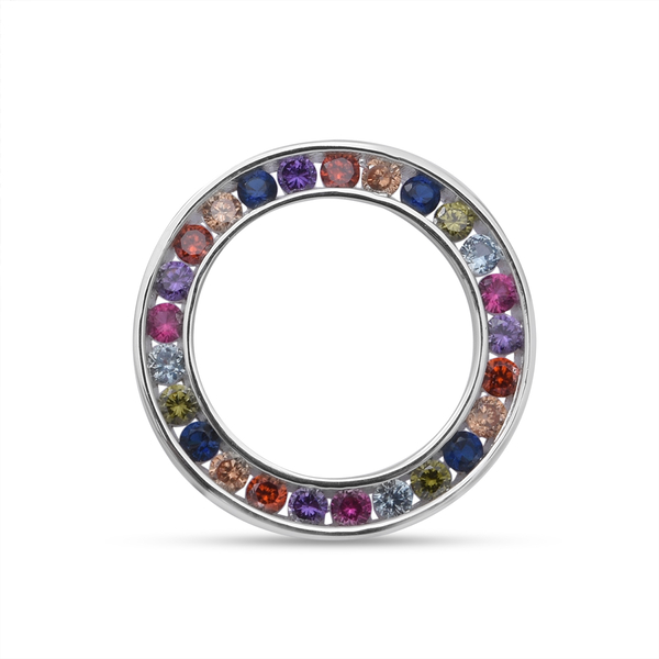 ELANZA Simulated Rainbow Sapphire Circle of Life Pendant in Sterling Silver