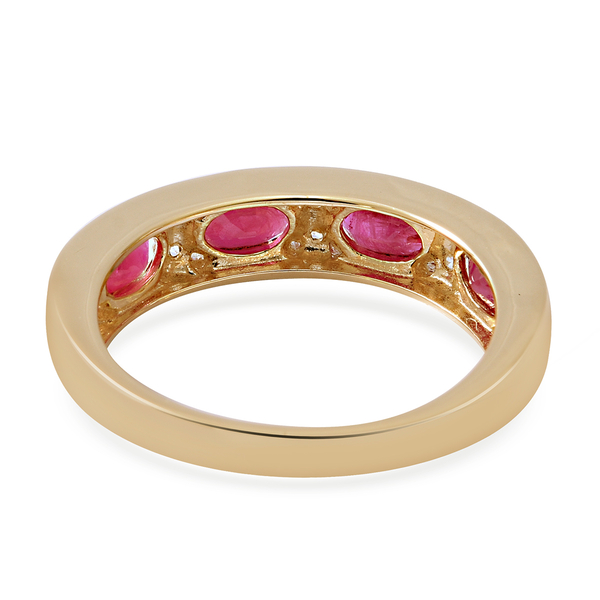 9K Yellow Gold AAA Ruby (Ovl 2.07 Ct), Natural Cambodian White Zircon Ring 2.410 Ct.