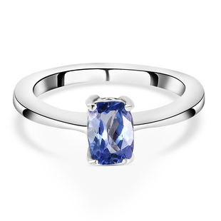 1 Carat Premium Tanzanite Solitaire Ring in Platinum Plated Sterling Silver