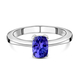 1 Carat Premium Tanzanite Solitaire Ring in Platinum Plated Sterling Silver