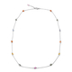 Multi Sapphire Station Necklace (Size 24 with 1 inch Extender) in Rhodium Overlay Sterling Silver 7.