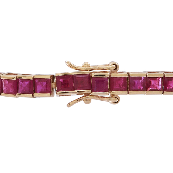 9K Y Gold Ruby (Sqr) Tennis Bracelet (Size 7.5) 11.750 Ct.