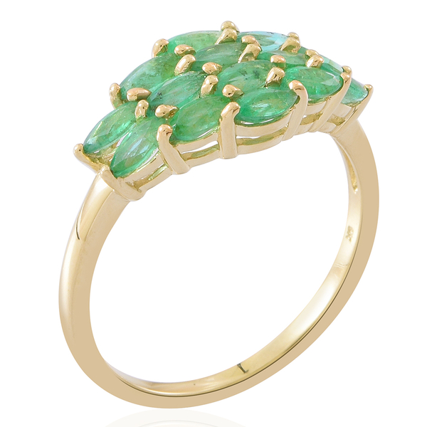 9K Yellow Gold AA Kagem Zambian Emerald (Mrq) Ring 2.000 Ct.