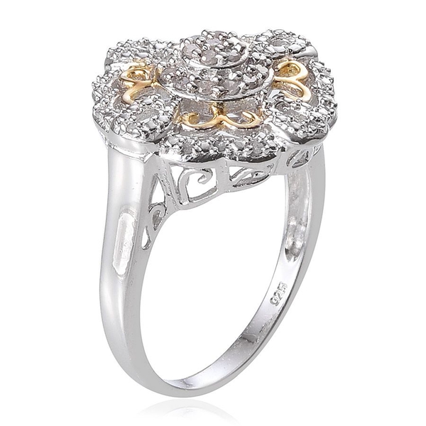 Diamond (Rnd) Ring in Platinum and Yellow Gold Overlay Sterling Silver 0.330 Ct.