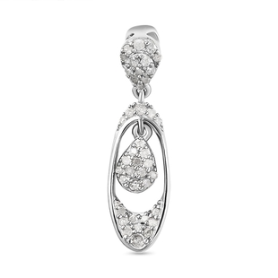 Diamond Cluster Pendant in Platinum Overlay Sterling Silver, 0.25 Ct