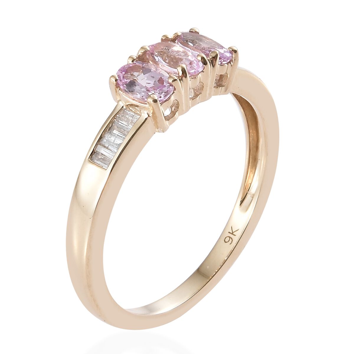 9K Yellow Gold AA Pink Tanzanite (Ovl), Diamond Ring 0.850 Ct.