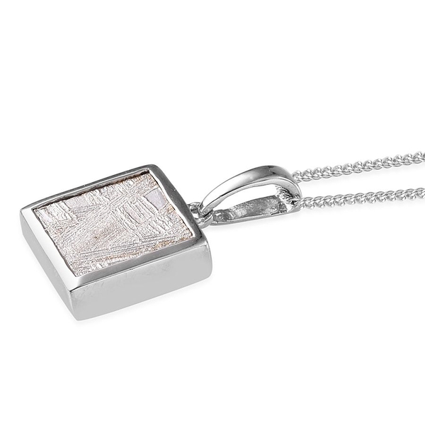 Meteorite (Sqr) Solitaire Pendant With Chain in Platinum Overlay Sterling Silver 9.750 Ct.