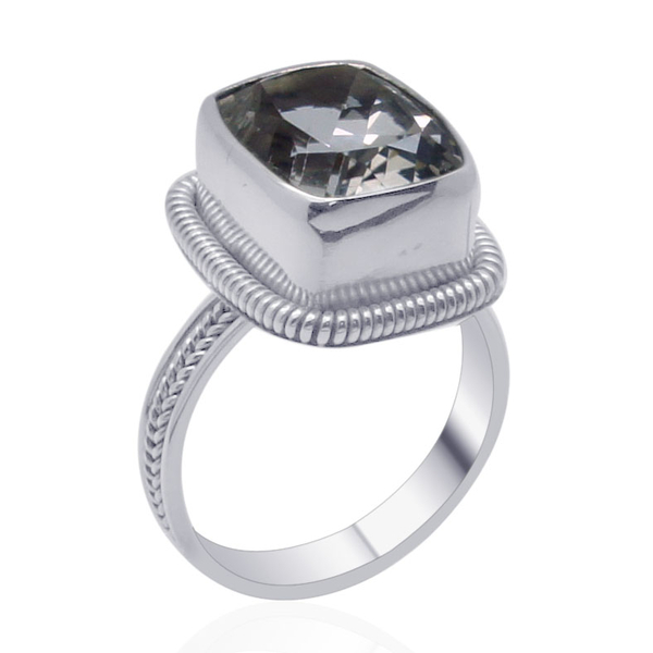 Royal Bali Collection Golconda Diamond Topaz (Cush) Solitaire Ring in Sterling Silver 6.940 Ct.