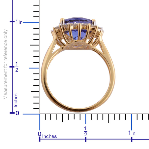 ILIANA 18K Y Gold AAA Tanzanite (Rnd 4.10 Ct), Diamond Ring 4.850 Ct.