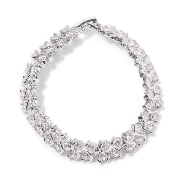 AAA Simulated White Diamond Bracelet (Size 7) in Silver Tone