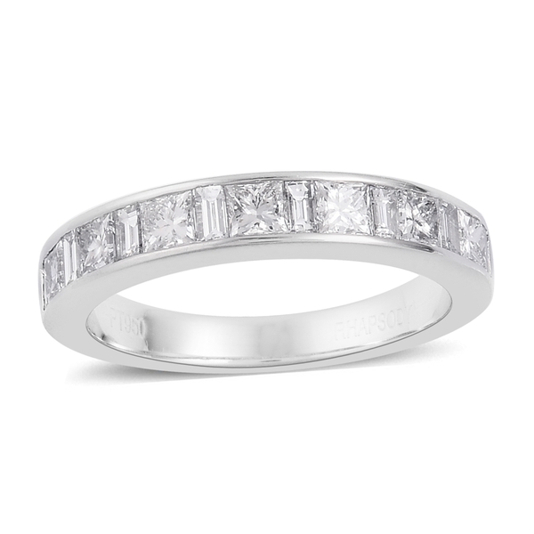 RHAPSODY 950 Platinum IGI Certified Diamond (Princess Cut and Bgt) (VS/F) Half Eternity Band Ring 1.