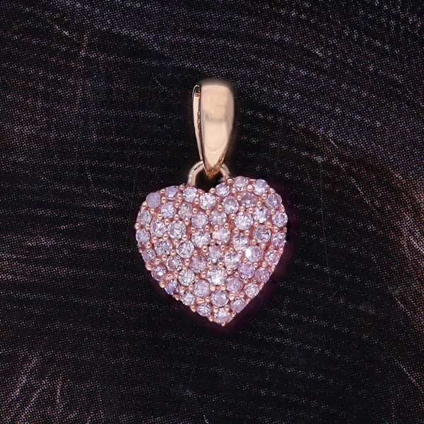 9K Rose Gold Pink Diamond Heart Pendant 0.25 Ct.
