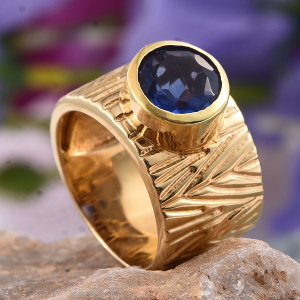 Colour Change Fluorite (Rnd) Ring in 14K Gold Overlay Sterling Silver 3.250 Ct.