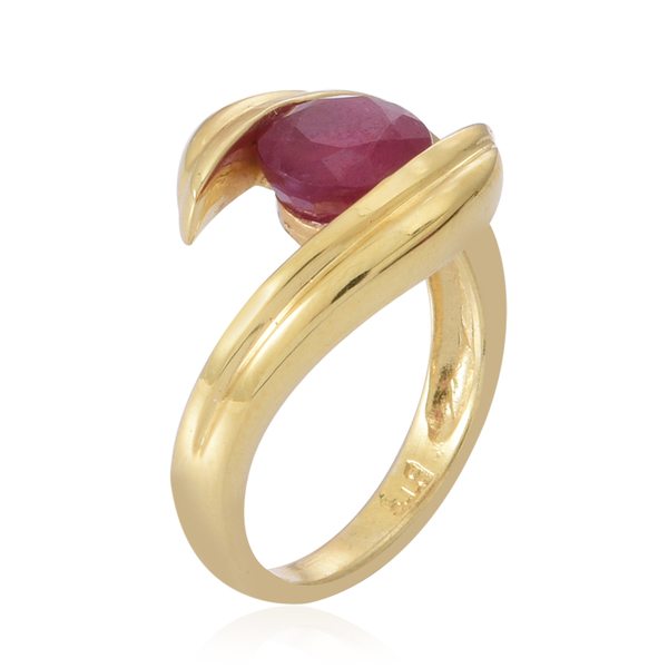 African Ruby (2.00 Ct) 14K Gold Overlay Sterling Silver Ring  2.000  Ct.