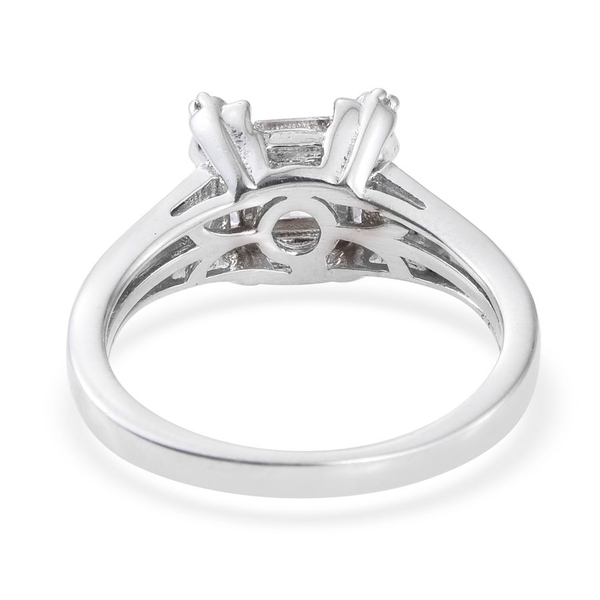 Lustro Stella - Platinum Overlay Sterling Silver (Sqr) Ring Made with Finest CZ