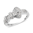 Designer Inspired- Diamond Buckle Ring (Size Q) in Platinum Overlay Sterling Silver 0.33 Ct.