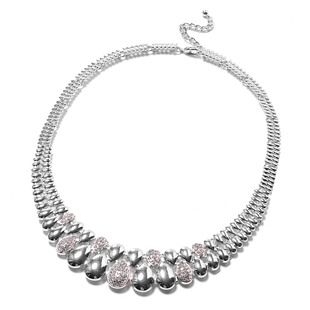 White Austrian Crystal Necklace (Size - 20 with 2 inch Extender) in Silver Tone