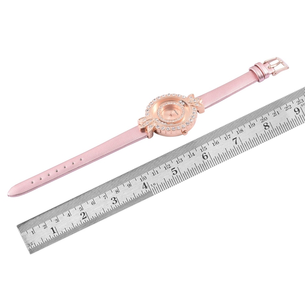 STRADA Floating Austrian Crystal Floral Design Watch - Pink