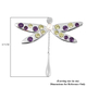 LucyQ Dragonfly Collection - Freshwater White Pearl, Hebei Peridot and Amethyst Earrings (with Push Back) in Rhodium Overlay Sterling Silver 6.020 Ct. Silver wt 12.47 Gms
