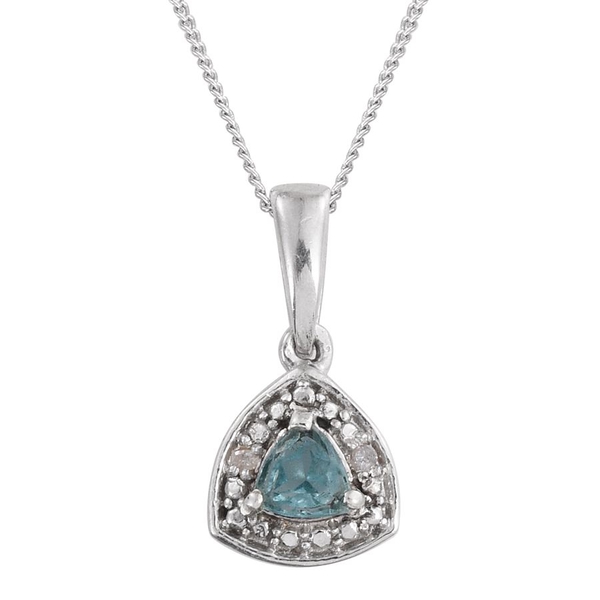 Paraibe Apatite (Trl), Diamond Pendant With Chain and Lever Back Earrings in Platinum Overlay Sterling Silver 0.780 Ct.