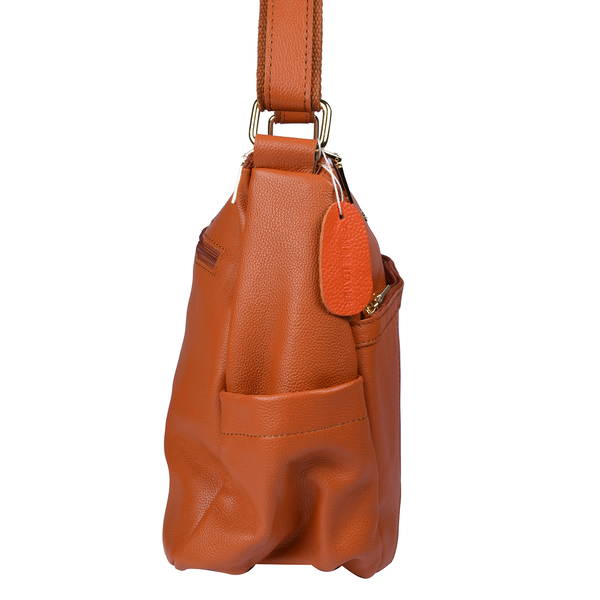 SENCILLEZ 100% Genunie Leather Crossbody Bag with Shoulder Strap - Tan