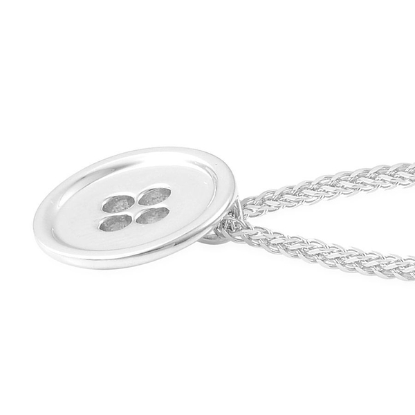 LucyQ Button Necklace (Size 18) in Rhodium Plated Sterling Silver 7.58 Gms.