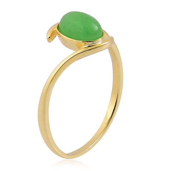 Chinese Green Jade (Ovl) Solitaire Ring in Yellow Gold Overlay Sterling Silver 1.650 Ct.