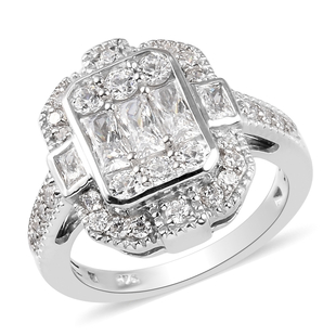 Lustro Stella Platinum Overlay Sterling Silver Ring Made with Finest CZ 2.75 Ct.