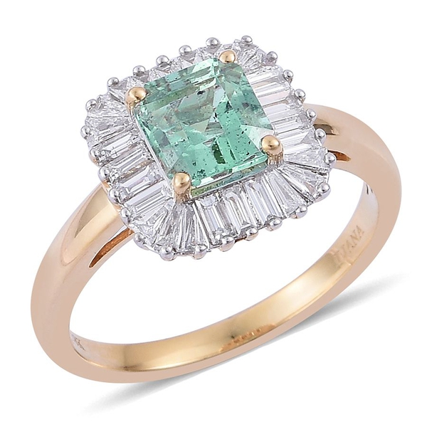 ILIANA 18K Y Gold Boyaca Colombian Emerald (Oct 1.39 Ct), Diamond Ring 2.060 Ct.