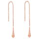 Designer Inspired-Rose Gold Overlay Sterling Silver Diamond Cut Needle Threader Earrings