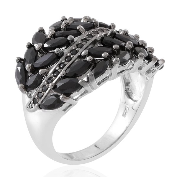 Red Carpet Collection-Boi Ploi Black Spinel (Mrq) Ring in Rhodium Plated Sterling Silver 6.400 Ct.