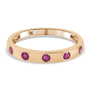 9K Yellow Gold Ruby Band Ring