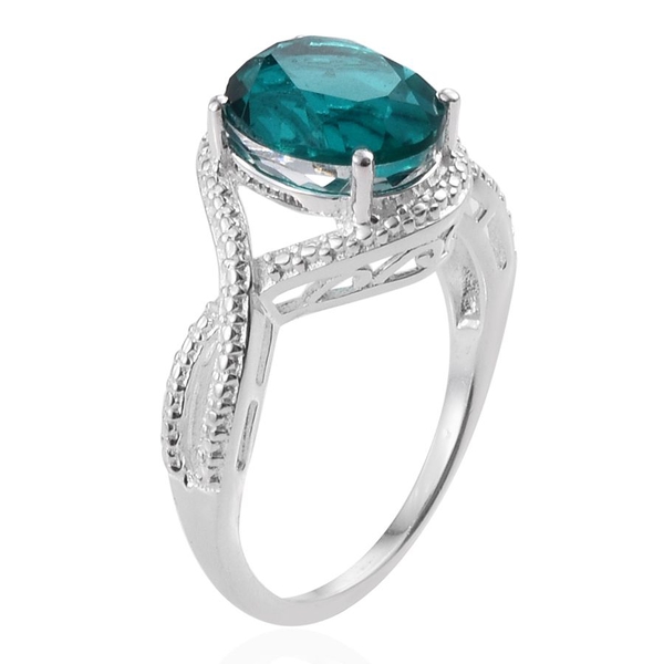 Capri Blue Quartz (Ovl) Solitaire Ring in Sterling Silver 3.000 Ct.