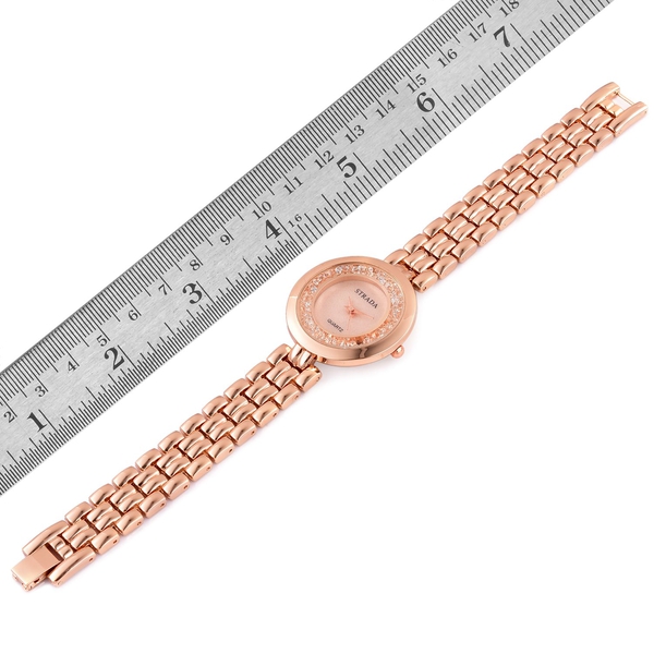 STRADA Japanese Movement Mother Of Pearl Watch in Rose Gold Tone