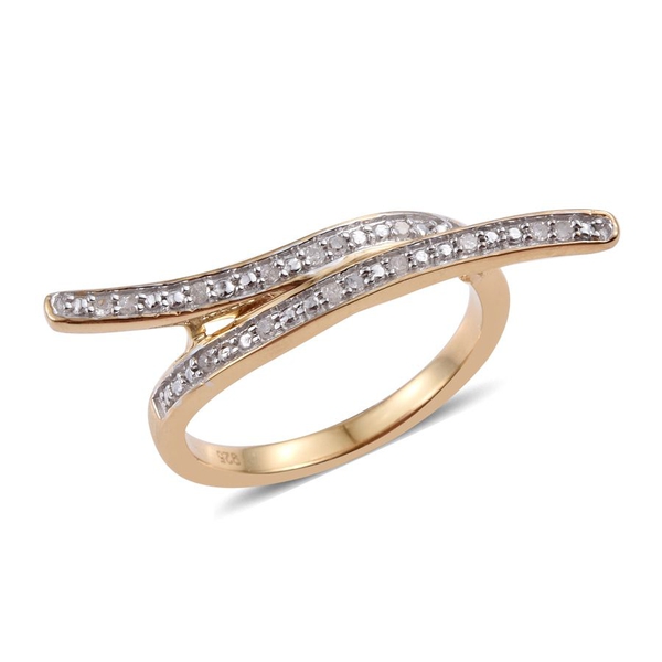 Diamond (Rnd) Crossover Ring in 14K Gold Overlay Sterling Silver 0.100 Ct.