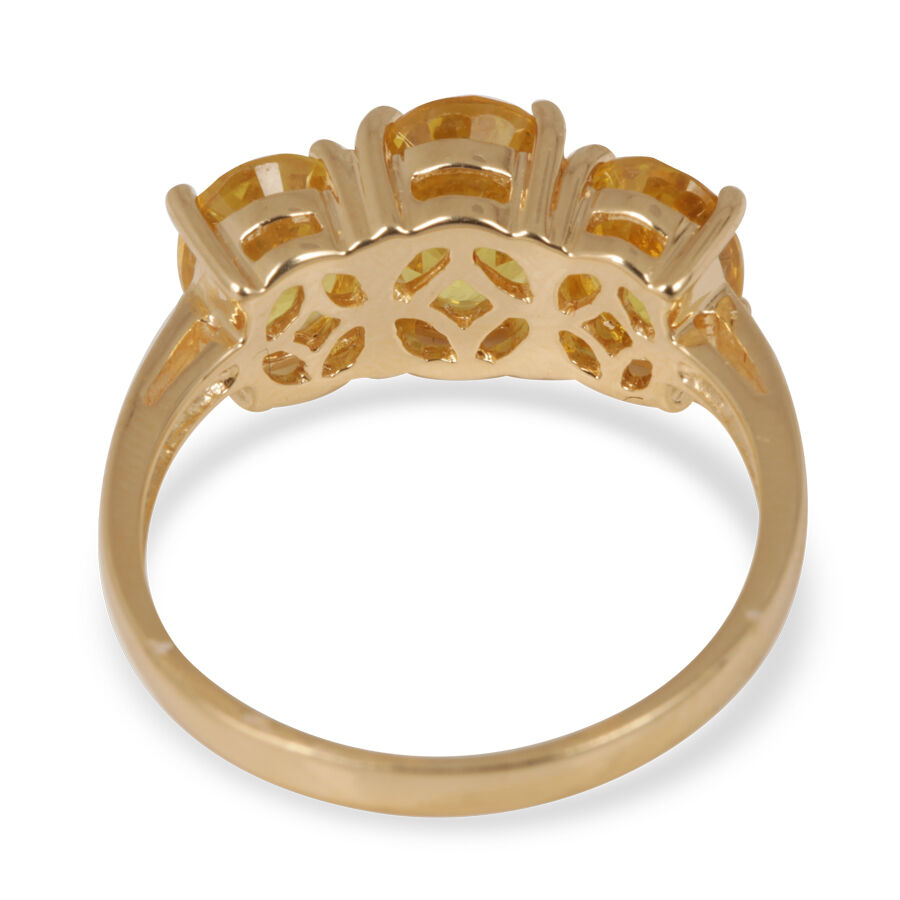 ILIANA 18K Y Gold AAA Yellow Sapphire (Ovl 1.75 Ct) 3 Stone Ring 3.750 Ct.