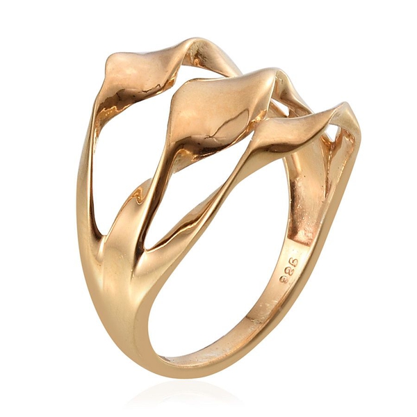 Designer Inspired 14K Gold Overlay Sterling Silver Swirl Ring, Silver wt 4.00 Gms.