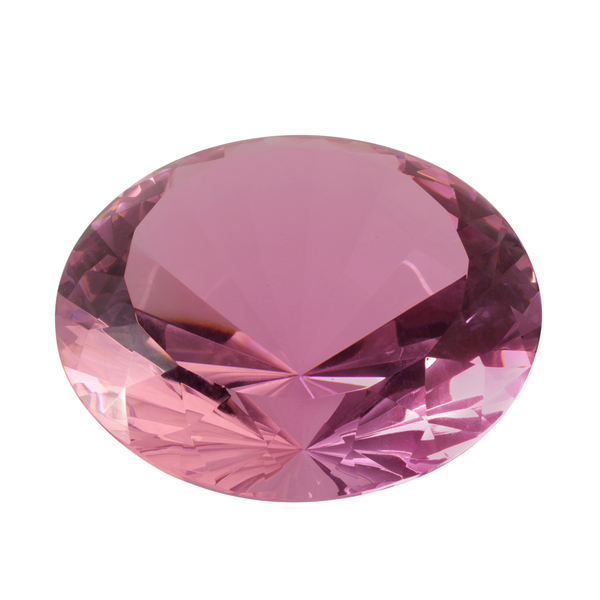 TJC Exclusive Diamond Cut AB Grade Pink Glass Crystal with stand 20000 Cts (20cms)