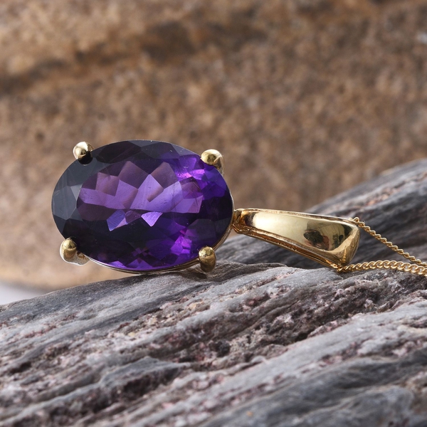 AA Lusaka Amethyst (Ovl) Pendant With Chain in 14K Gold Overlay Sterling Silver 11.750 Ct.