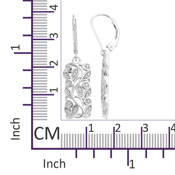 Diamond (Rnd) Leaves Earrings in Platinum Overlay Sterling Silver