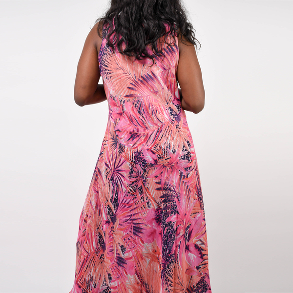 Reversible Printed Maxi Dress (Size L) - Coral & Navy