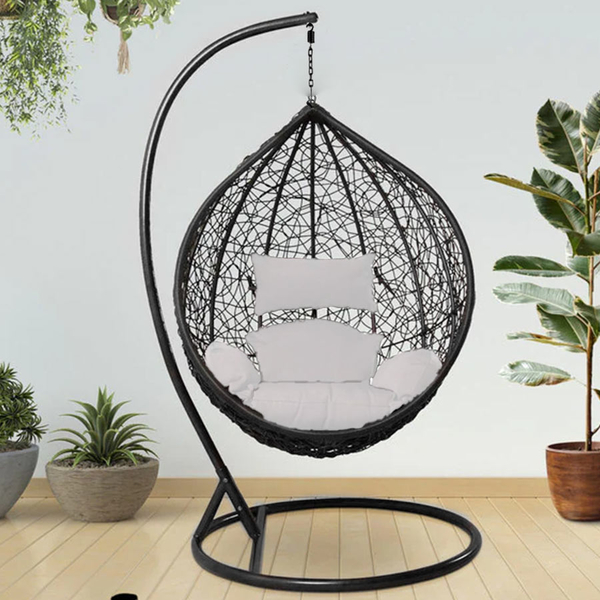 Outdoor Swing Chair With Stand - Black