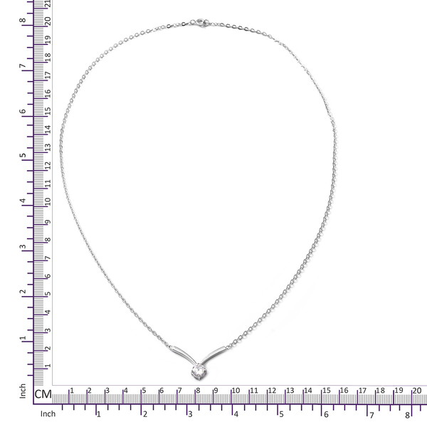 ELANZA Simulated Diamond (Rnd) Necklace (Size 20) in Rhodium Overlay Sterling Silver