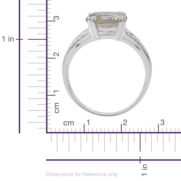 Green Amethyst (Cush) Solitaire Ring in Sterling Silver 3.500 Ct.