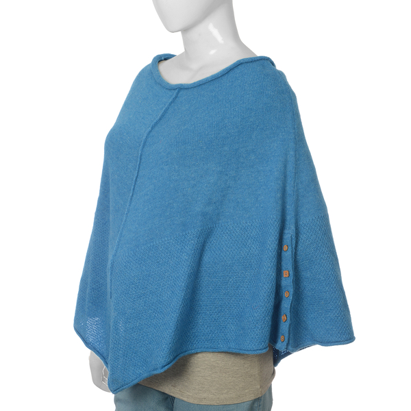80% Wool Blue Colour Poncho (Size-20, 56x116cm) Large